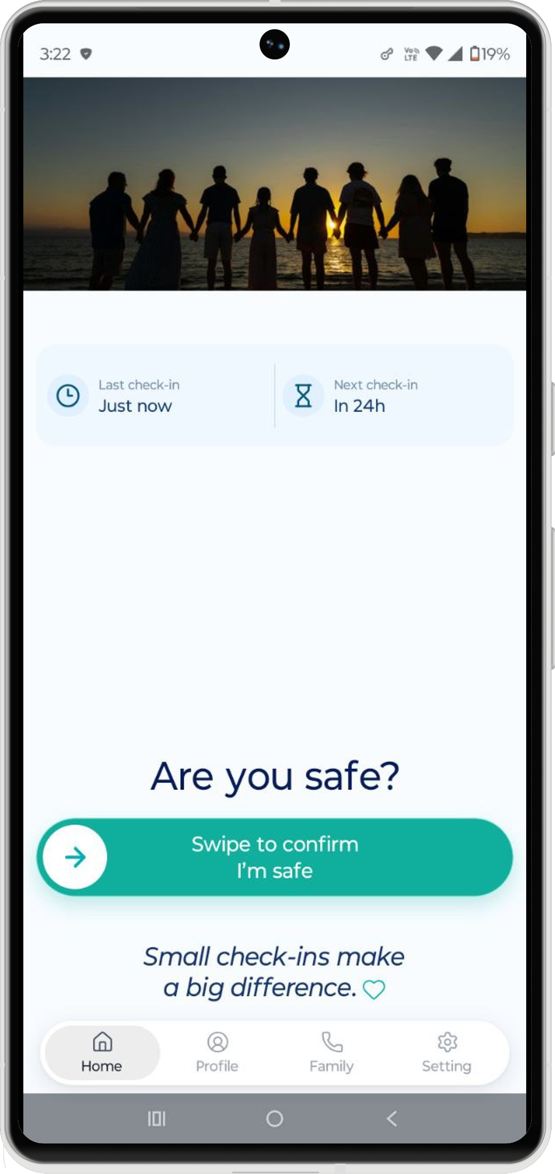 InTrouble Check-In Screen
